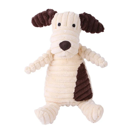plush squeaky dog toy corduroy dog plush in dog shape for small and large dogs, bite resistant training toy
