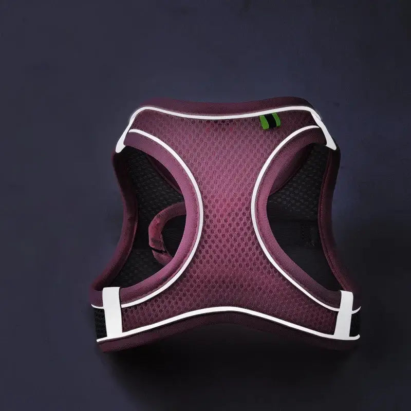 adjustable reflective dog harness vest for small dogs, breathable purple pet chest harness with leash set