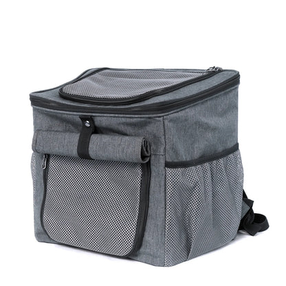 dog bike basket carrier backpack expandable Oxford cloth pet pannier for small dogs and cats, gray