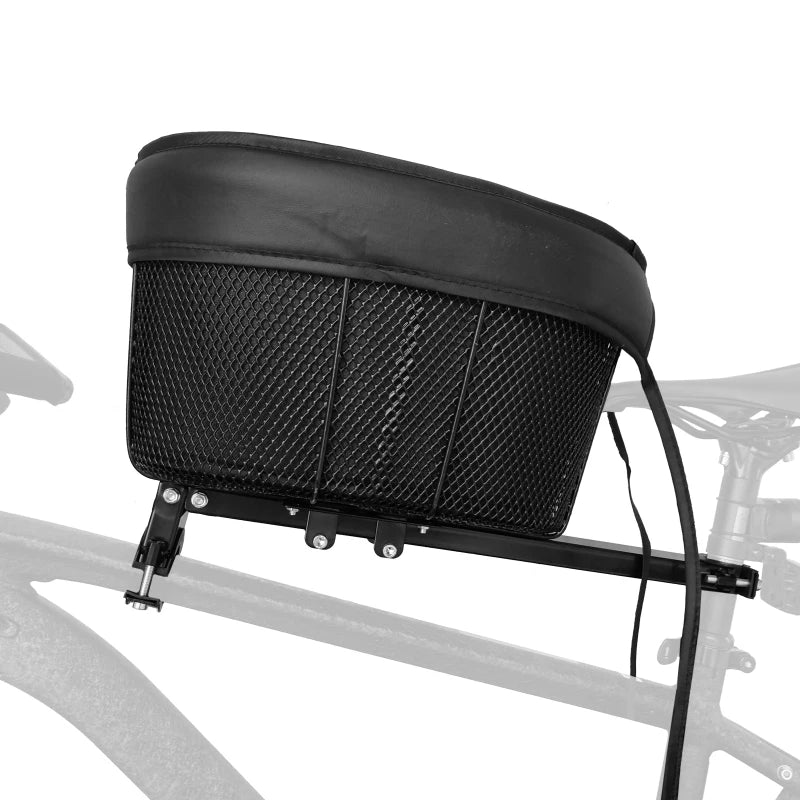 Dog Bike Basket Mountain Bike Shopping Basket Portable Cat Dog Carrier for Bike Front Crossbar with Sponge Liner Safety Strap