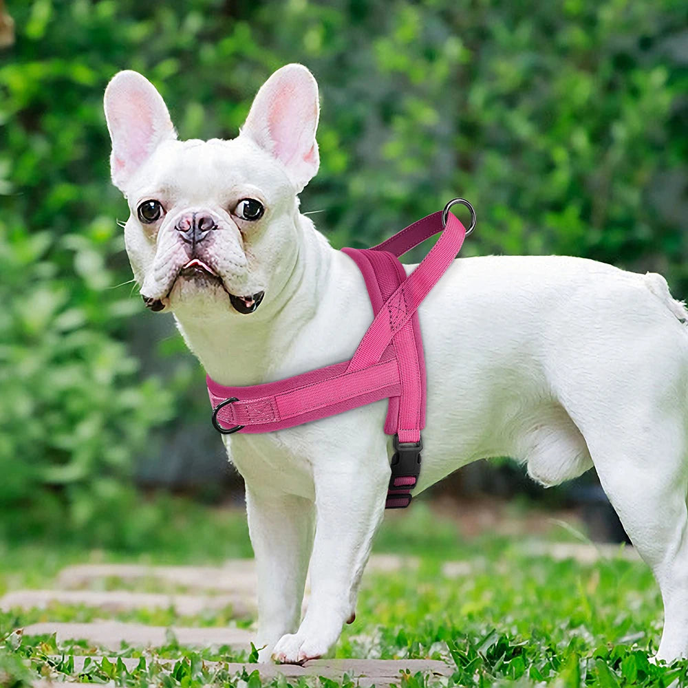 Pink no pull dog harness padded nylon vest for small and medium dogs, adjustable breathable durable puppy harness