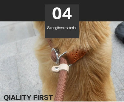 Dog Walking Leash Slip Rope Lead Leash Heavy Duty Braided Rope Adjustable Loop Collar Training Leashes for Large Dogs close-up.