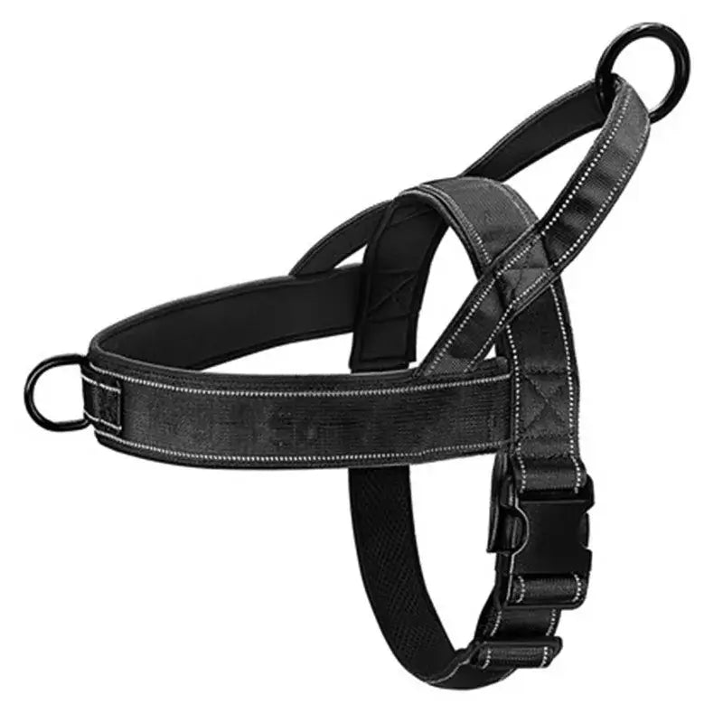 anti-pull dog harness for large dogs black 1000D nylon adjustable tactical vest with handle and reflective stitching