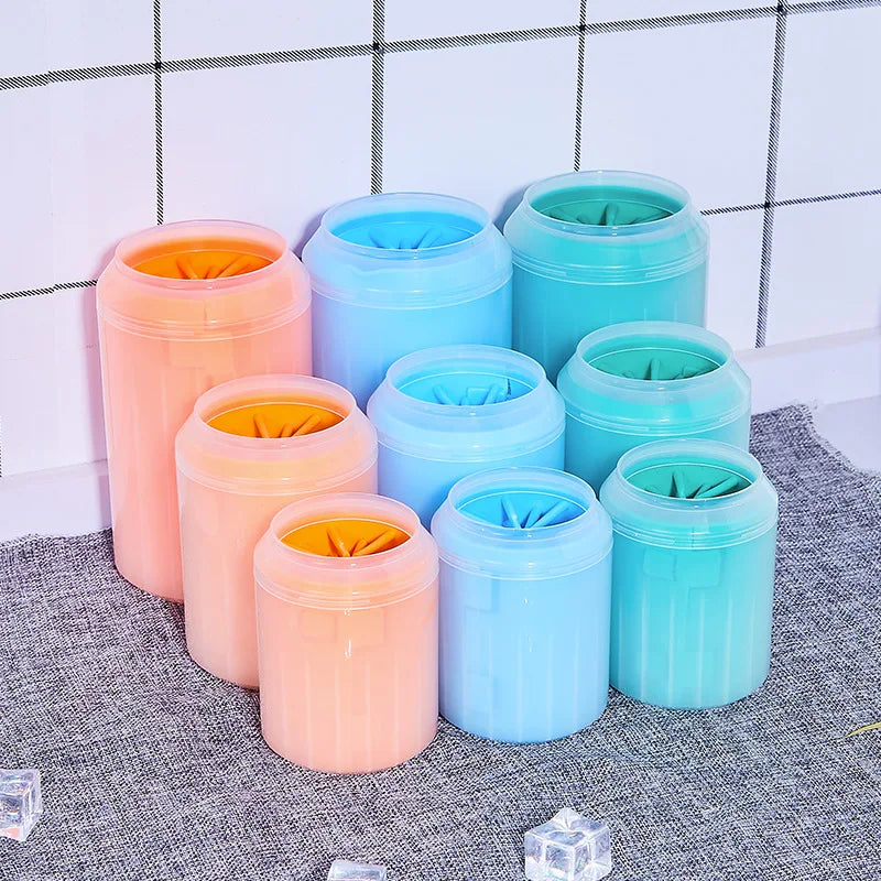 pet paw cleaner brush portable soft silicone pet foot washer bucket for dogs, easy paw cleaning supplies