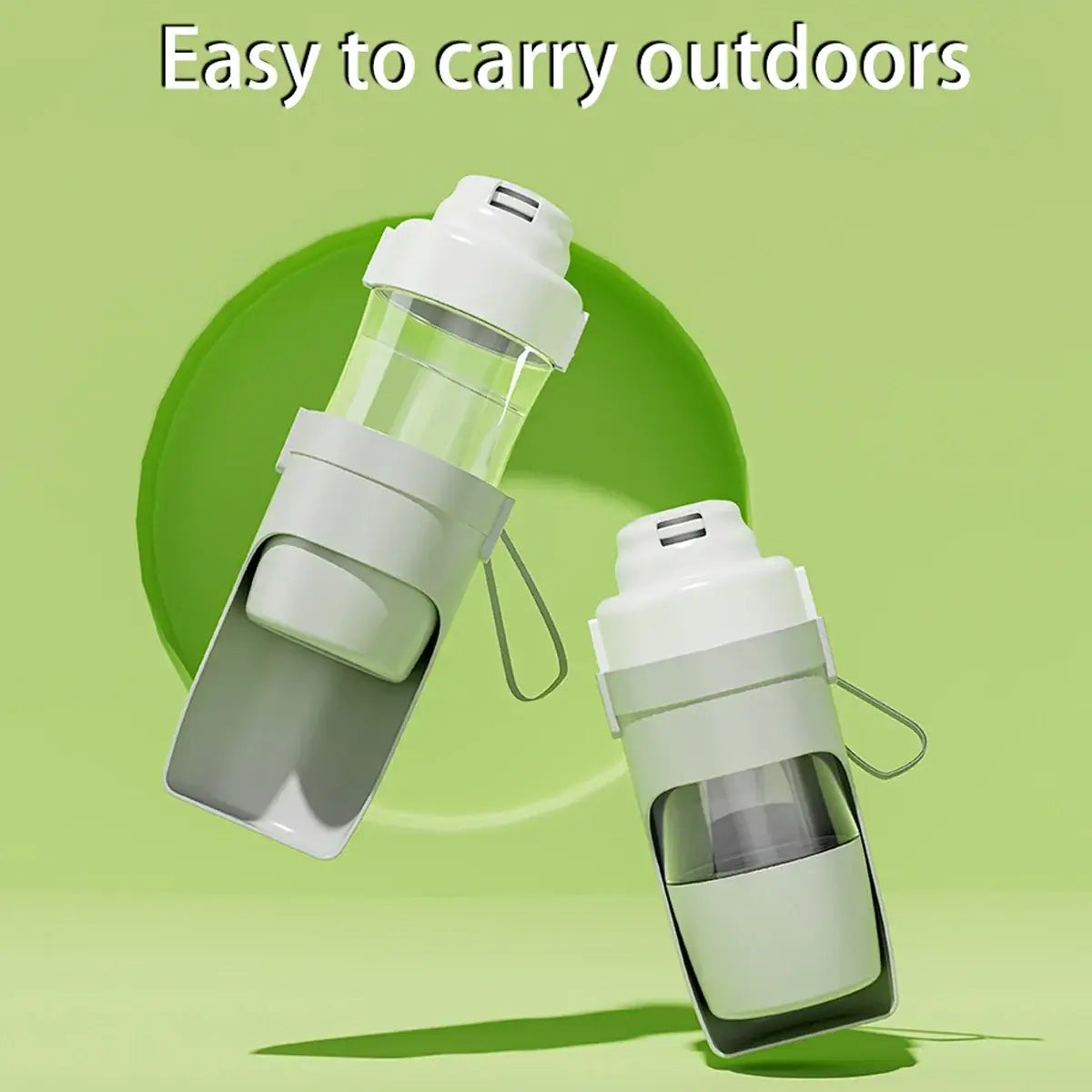 portable pet water bottle with food container for dogs, easy to carry outdoor travel pet supply with water and food storage