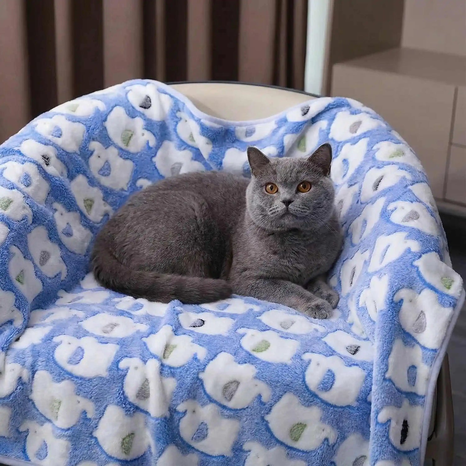 soft dog blanket for pets, plush elephant-pattern reversible pet bed mat for cats and dogs, cozy and portable
