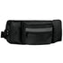 Black dog walking waist bag with multiple zippered pockets and reflective strip