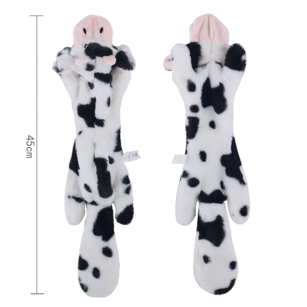 stuffingless squeaky dog toy plush spotted animal chew toy with squeakers, durable crinkle pet toy for dogs