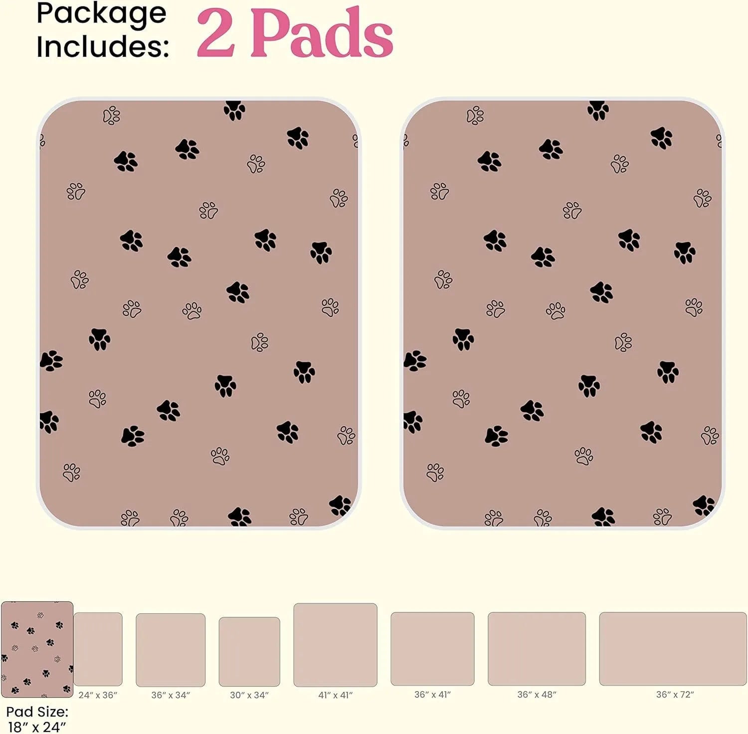 Dog Urine Pads Washable Reusable Anti Slip Pet Pee Pad Puppy Training Pad Pet Bed Urine Mat for Car Seat Cover Pet Supplies - 2 Pads