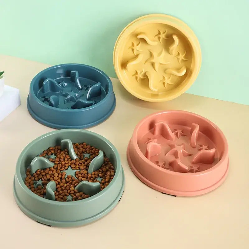slow feeder pet bowl for small dogs and cats, anti-slip anti-tip feeding dish to help prevent choking