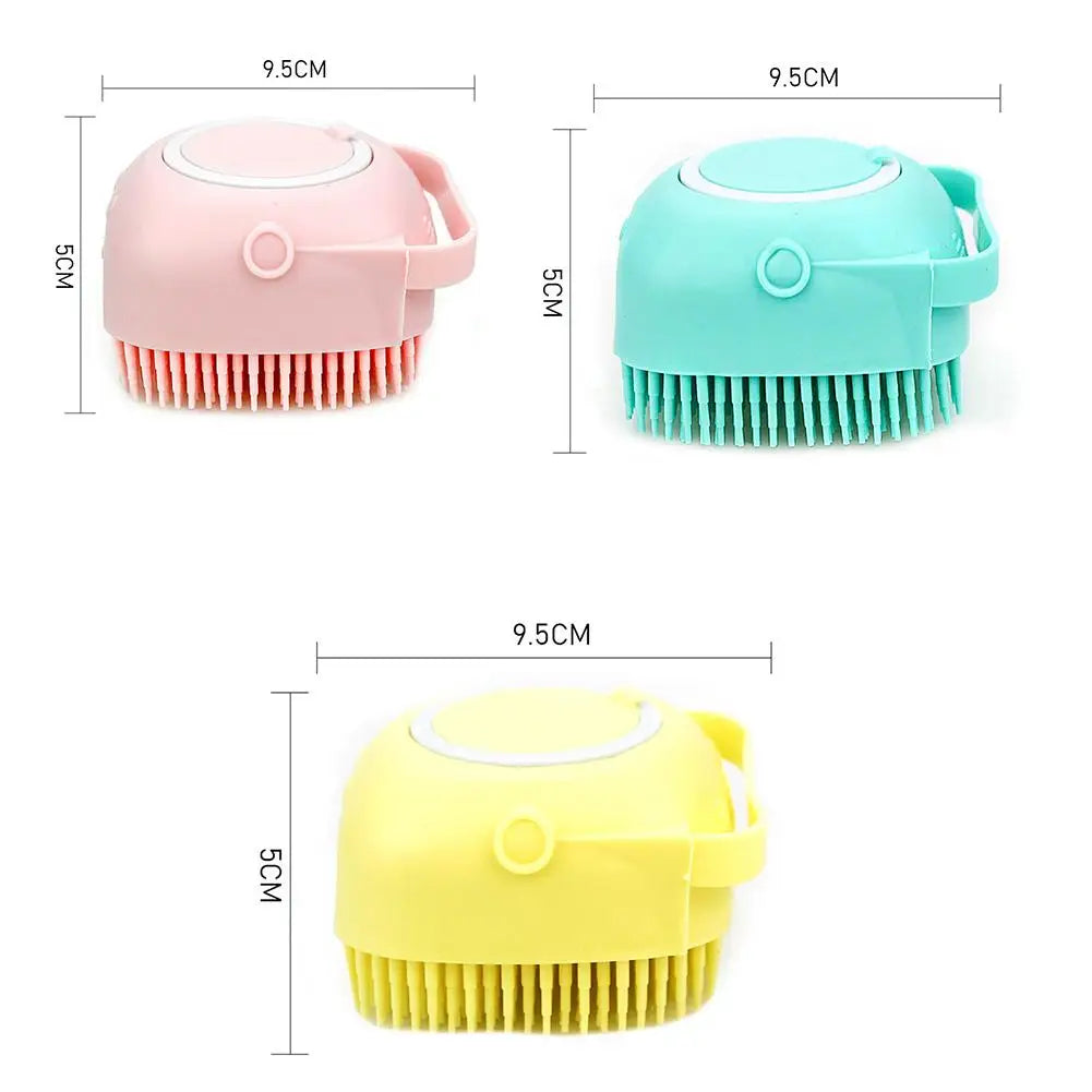 Pet Dog Shampoo Brush 2.7oz 80ml  Massage Comb Grooming Scrubber  for Bathing Short Hair Soft Silicone Rubber
