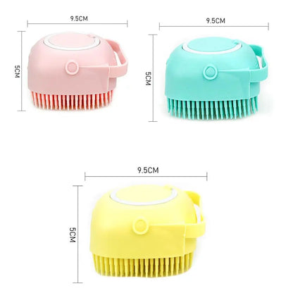 Pet Dog Shampoo Brush 2.7oz 80ml  Massage Comb Grooming Scrubber  for Bathing Short Hair Soft Silicone Rubber