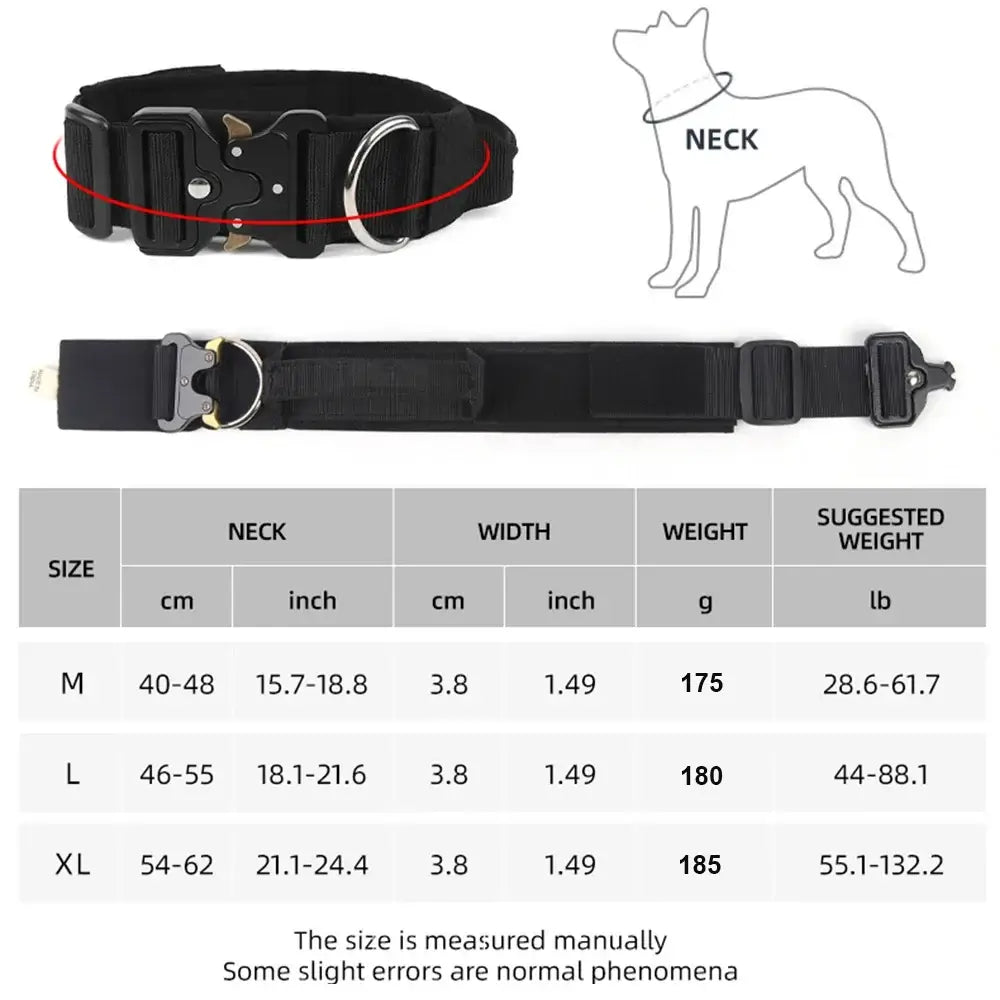 tactical dog collar for medium to large dogs adjustable padded black collar size chart for training and control