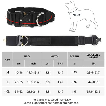 tactical dog collar for medium to large dogs adjustable padded black collar size chart for training and control