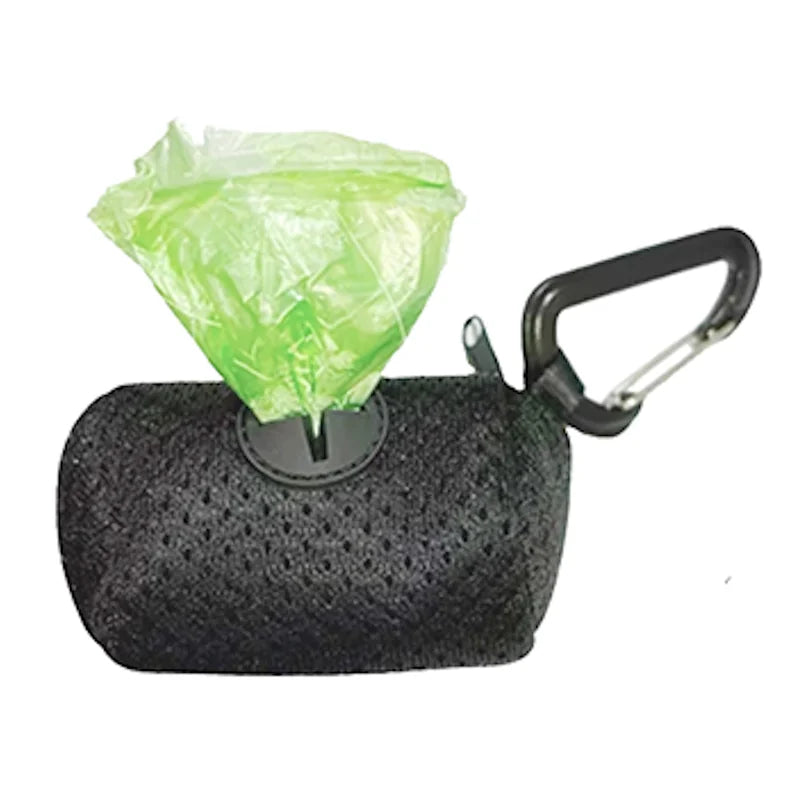 double dog leash coupler with poop bag holder and carabiner clip for walking two dogs