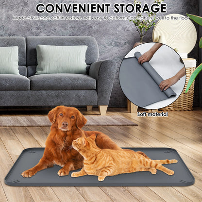 Dog Silicone Pee Pad Holder for Floor Protection Leak Proof Foldable Puppy Potty Training Pad Holder With Raised Edge for Home.