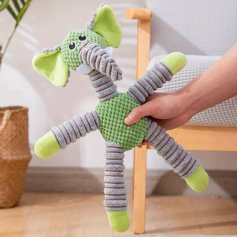 plush dog chew toy elephant stuffed toy for puppies and small dogs, interactive teething playmate to reduce anxiety