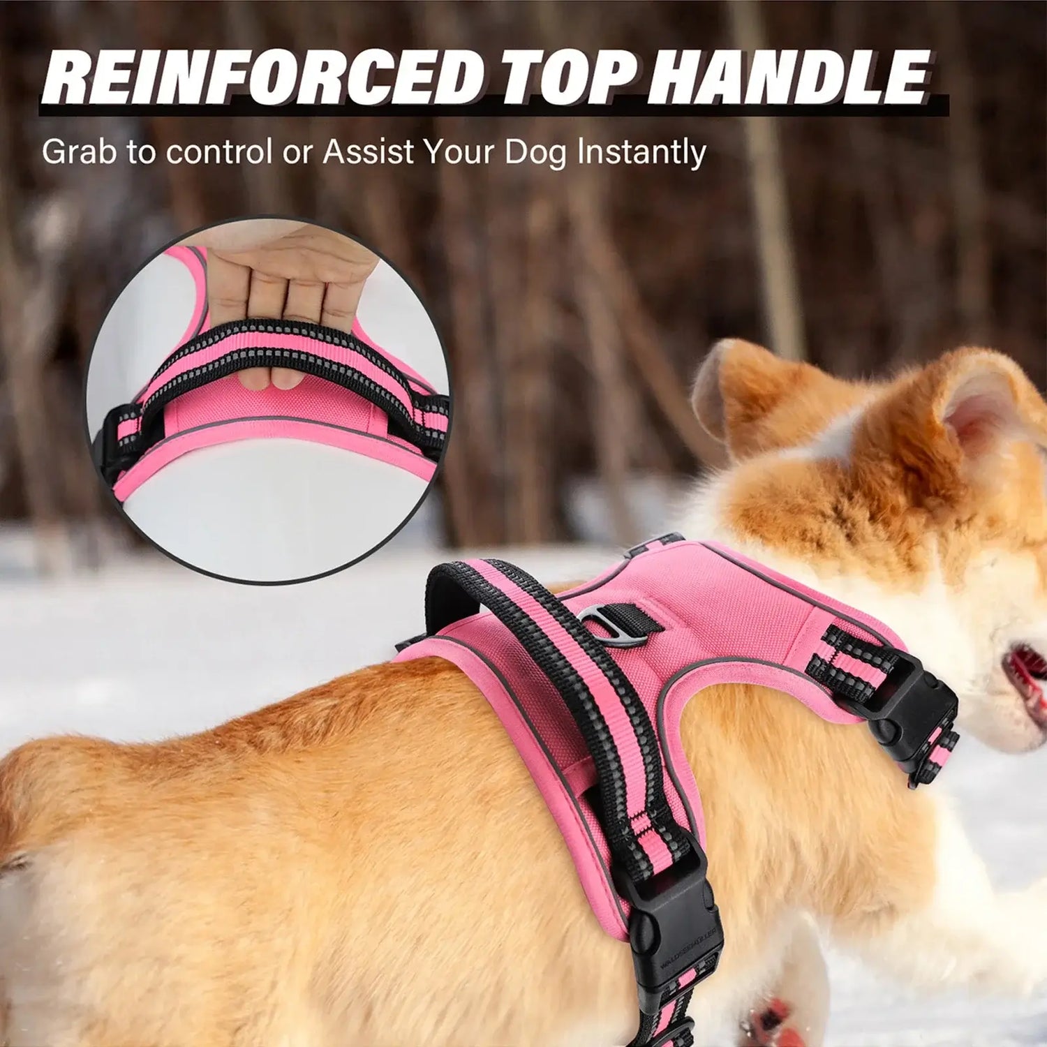 escape proof no pull dog harness and leash combo pink reflective vest with reinforced top handle and soft padded adjustable fit