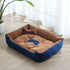 all-season pet bed house for dogs and cats, soft brown and blue washable cotton kennel bed, breathable indoor sleeping mat