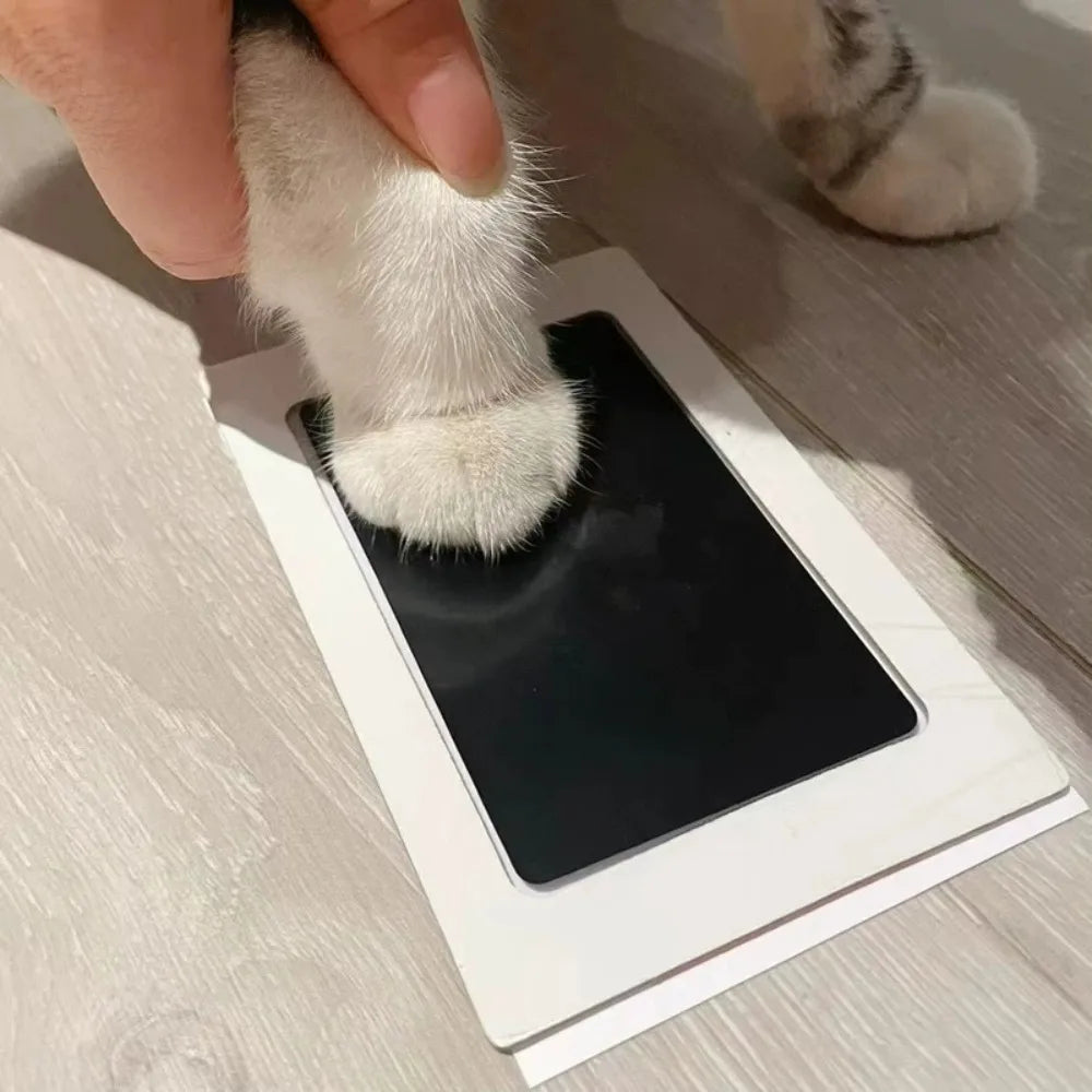 pet handprint and footprint kit for clean cat paw print keepsake on ink pad, DIY photo album supply