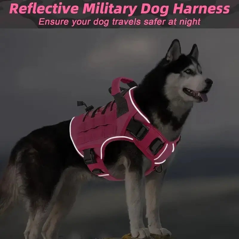 No-pull tactical dog harness for large dogs, reflective military vest with handle for Labrador and Siberian Husky