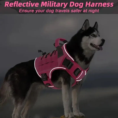 No-pull tactical dog harness for large dogs, reflective military vest with handle for Labrador and Siberian Husky