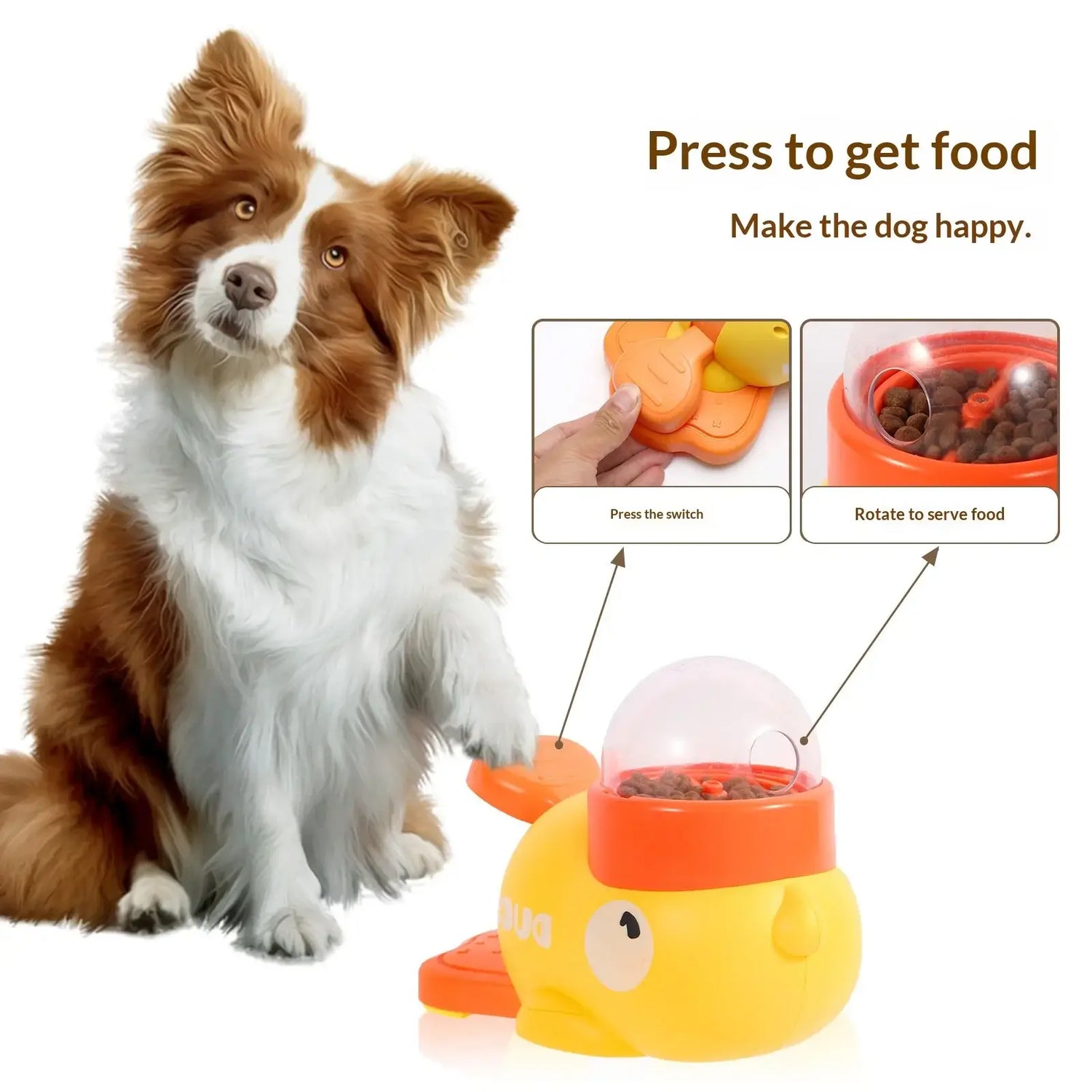 automatic pet feeder for cats and dogs duck design interactive food dispenser for dogs press to get food