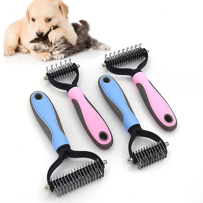 dog deshedding brush for pet grooming, stainless steel fur remover combs for dogs and cats with puppy and kitten