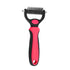 Red S dog deshedding brush with stainless steel shedding comb and ergonomic handle for pet fur knot removal