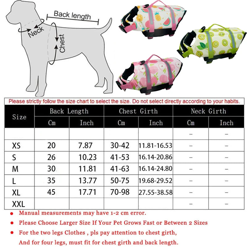 reflective adjustable dog life jacket size chart with measuring guide and colorful pet swim vests for large dogs
