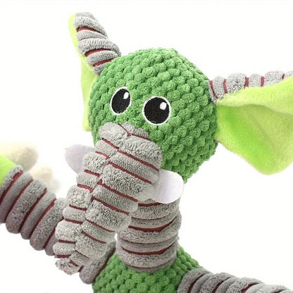 plush dog chew toy for puppies and small dogs, cute green stuffed animal teething toy for anxiety relief