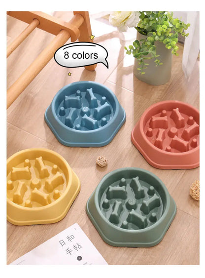 slow feeder dog bowl for small dogs, anti-gulping puzzle pet bowl in 8 colors, durable plastic