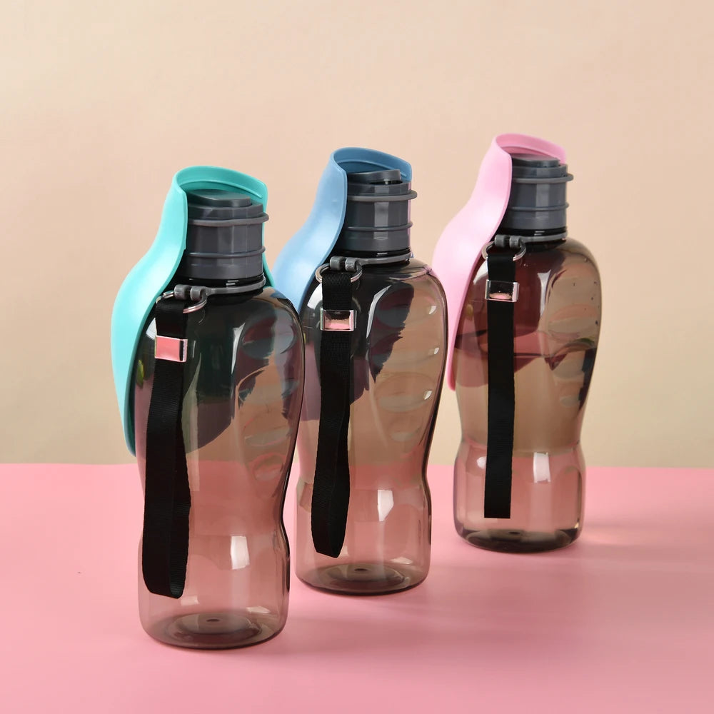 portable dog water bottle with lanyard, 800ml leakproof travel pet water bottle for small, medium and large dogs