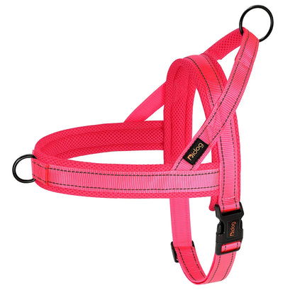 Pink no pull dog harness for small to large dogs, padded reflective nylon walking vest