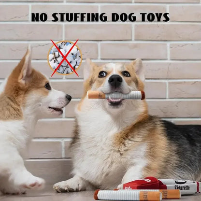 plush cigarette dog toy for dogs, no stuffing chew toy for playful pets
