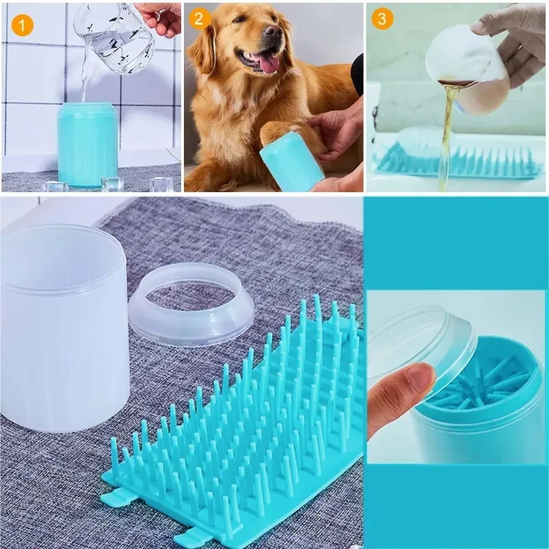 pet paw cleaner brush silicone dog paw washing cup with soft bristle mat for portable pet foot cleaning