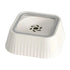 Square white dog water bowl with anti-spill design and textured sides on white background
