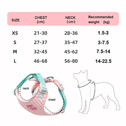 small dog harness leash set size chart for adjustable vest harness with chest and neck measurements