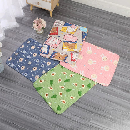 Reusable washable dog pee pad with cartoon patterns, absorbent pet mat for training, sleeping, and floor protection