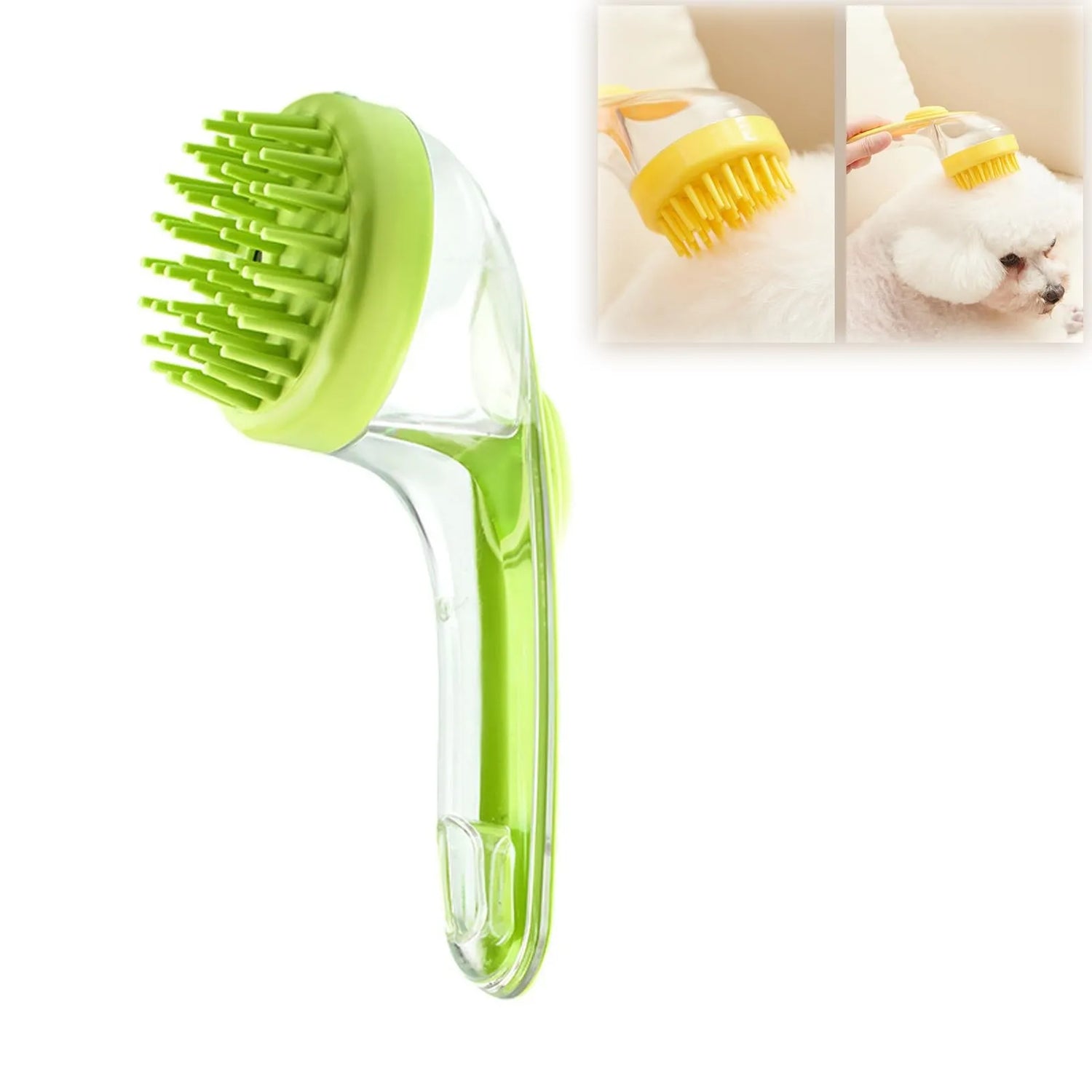 1pc Pet Bath Brush Soft Silicone Long Handle With Shampoo Dispenser Gentle Massage For Grooming And Cleaning Fur And Hair