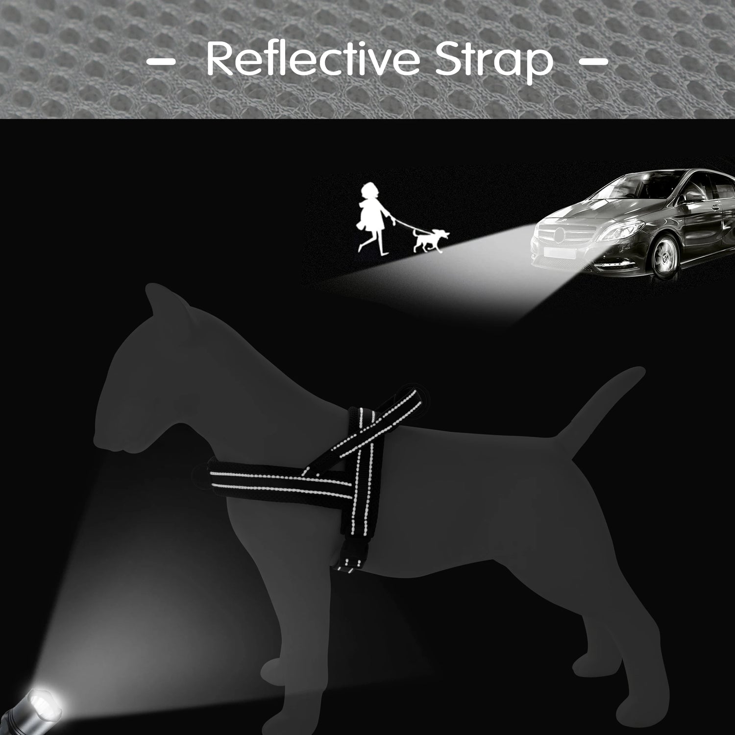reflective no pull dog harness with reflective strap for small to large dogs, adjustable nylon vest