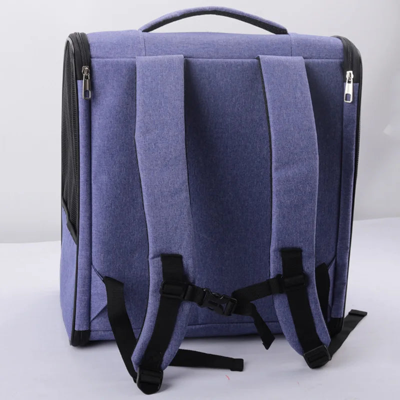 Breathable cat carrier backpack foldable purple pet travel bag for small cats and dogs with shoulder straps
