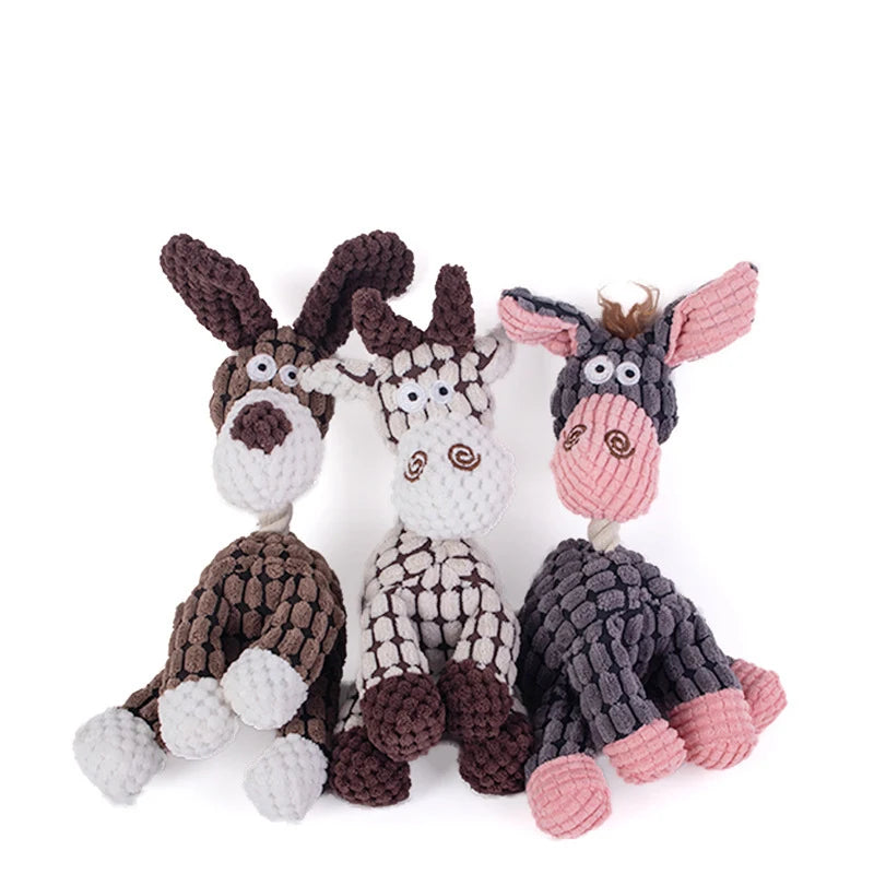 squeaky corduroy dog toy plush animal shape bite resistant toys for small and large dogs