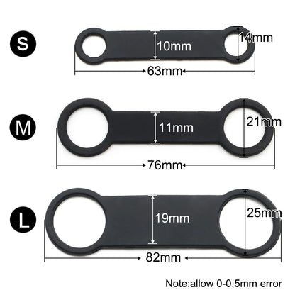 Personalized silicone dog collar accessories size chart showing small, medium, and large measurements in millimeters.