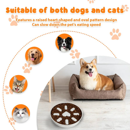 stainless steel slow feeder dog bowl for dogs and cats, anti choking, double sided, anti overturning pet bowl