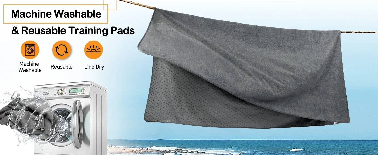 washable dog pee pad machine washable reusable training mat for dogs, absorbent floor protector for crates and playpens