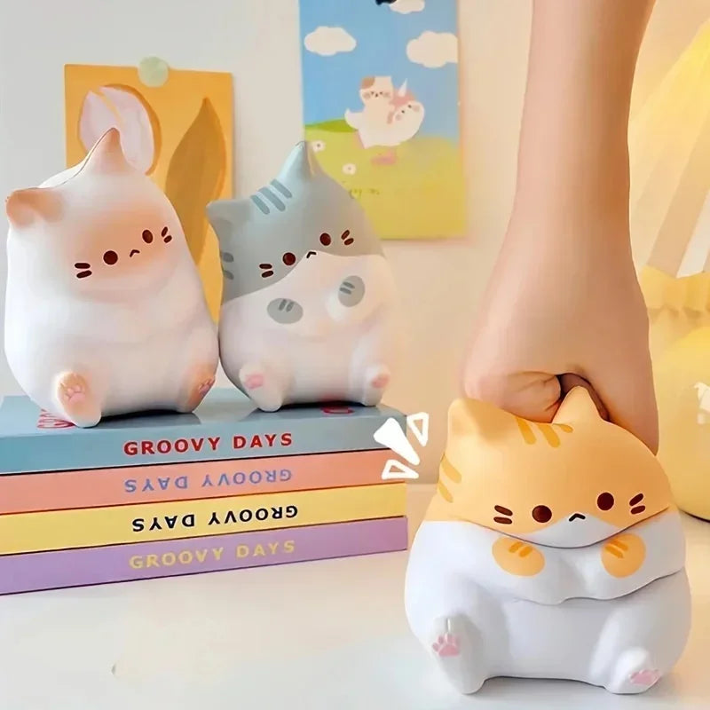Cute cat squeeze toy for kids and adults, soft slow rebound PU fidget ball for stress relief and gifts