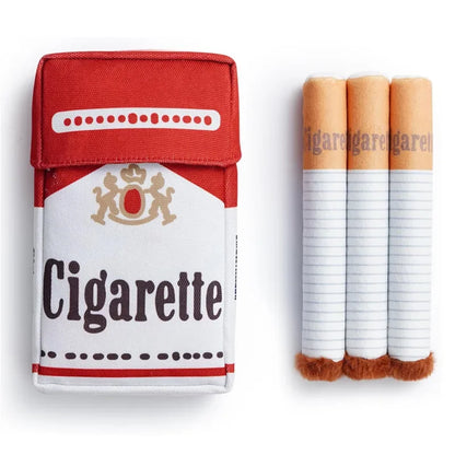 plush cigarette dog toy fleece chew toy set with cigarette pack design for dogs, funny interactive pet gift