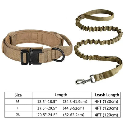 Heavy duty dog training collar with handle adjustable nylon collar with metal buckle for medium and large dogs