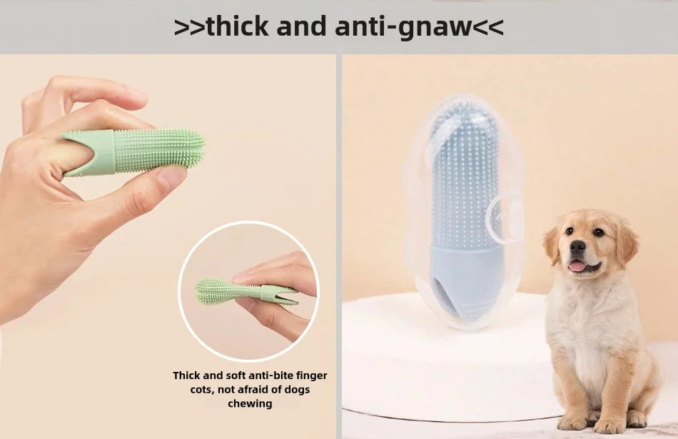 silicone finger toothbrush for dogs thick anti-gnaw 360° cleaning finger toothbrush for dogs and cats dental care